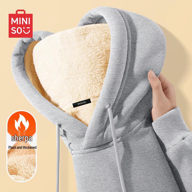 MINISO Мужская зимняя толстовка с капюшоном на подкладке из шерпы