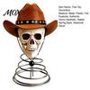 American Wilderness Skull Ornament Gothic Tree Topper with Cowboy Hat, Vintage Western Unique Tabletop Figurine Skeleton for Halloween, Spooky
