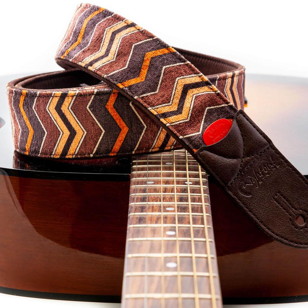 Straps 5cm ZIGGY BROWN RightOn! Guitar/Bass Strap, Wide, 80-145cm,