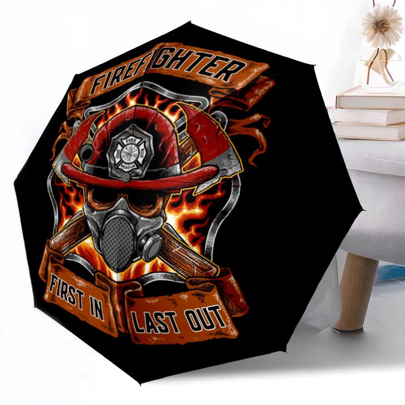 Fire Department Courage Outdoor Automatic Umbrella Retractable Design with 8-Rib Durability Lightweight Perfect Gift for Friends Family
