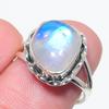Подарочное кольцо из стерлингового серебра 925 пробы с натуральным радужным лунным камнем S.7 T4H51