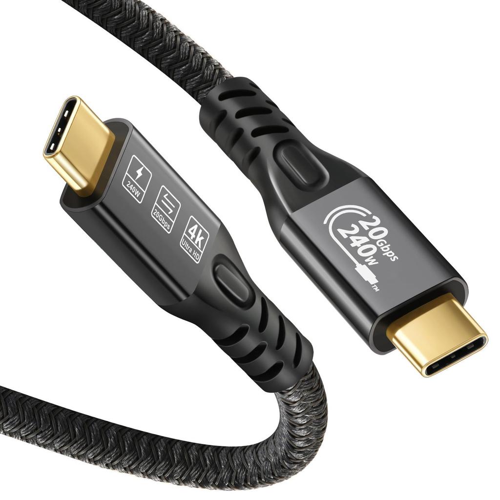 240 Вт Быстрозарядный USB 3.2 Type-C Кабель для Huawei и Apple: Высокоскоростная передача данных 20G и HD-видео