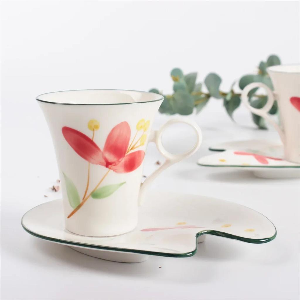 Japanese Japanese Style Hand-painted Cup Wind Coffee Cup Saucer Household Ceramic Cups Afternoon Tea Cups Coffee Mug