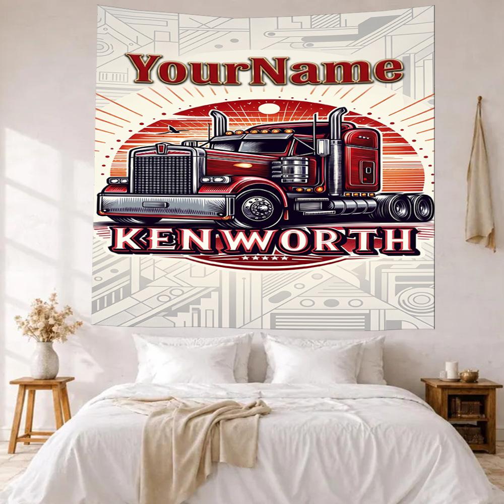 Peterbilt Heavy Trucks Custom Your Name Wall Decor Tapestry Art For Pet Memorial Birthdaywedding Party Backdrop Family Gift