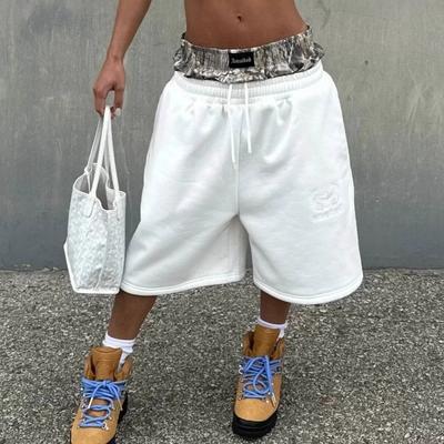 Унисекс Y2K камуфляжные шорты с двойной талией Harajuku вышитые спортивные шорты для отдыха женские хип-хоп брюки с высокой талией в уличном стиле