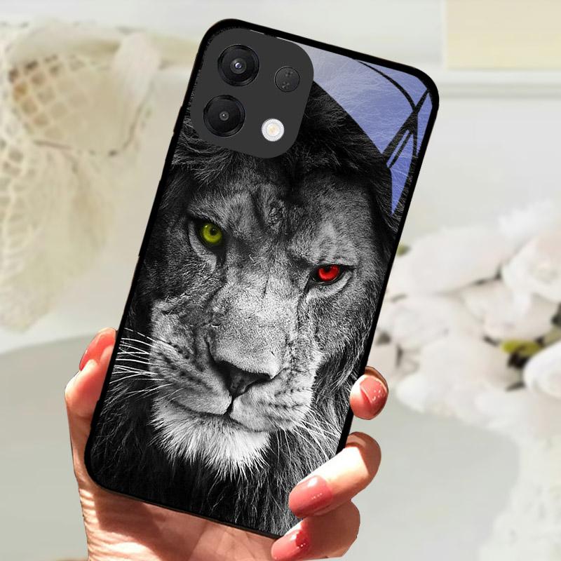 Чехол для OPPO K13 5G Крутой Лев Волк Закаленное Стекло Задняя Крышка Для OPPO K13 OPPOK13 Чехол Для Телефона Защитный Чехол K 13 Fundas Capa