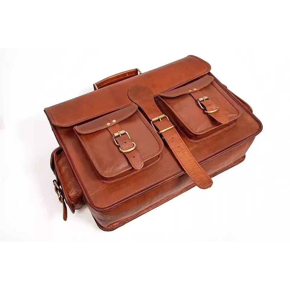 Винтажная коричневая сумка-мессенджер для ноутбука, мужская кожаная сумка ручной работы.