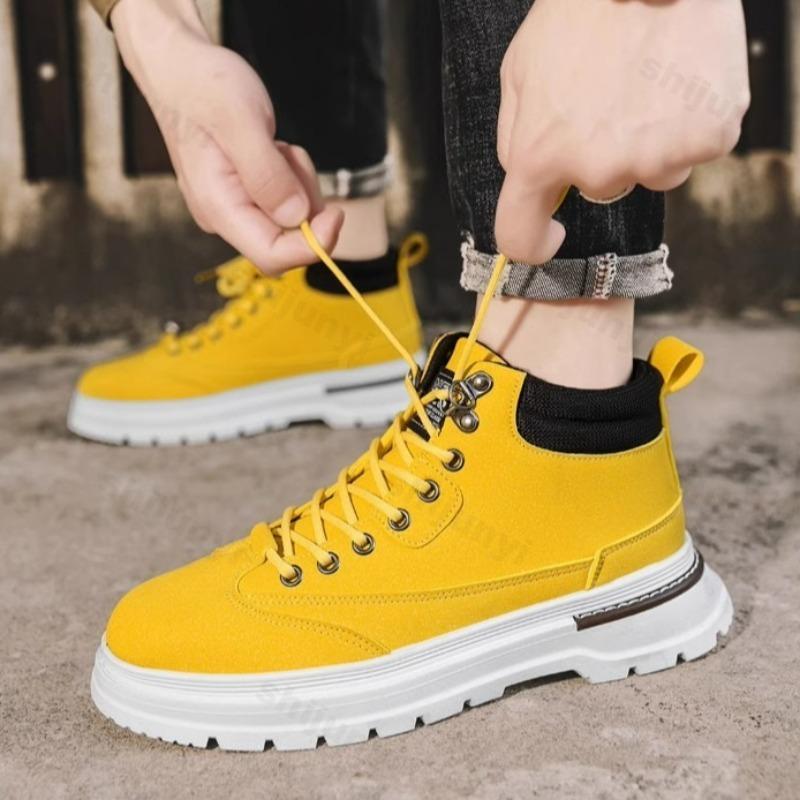 Мода 2025 Осень Нишевый Дизайн Мужская Мода Тренд Толстая Подошва Высокие Кеды Универсальные Удобные Нескользящие Повседневные Массивные Короткие Ботинки