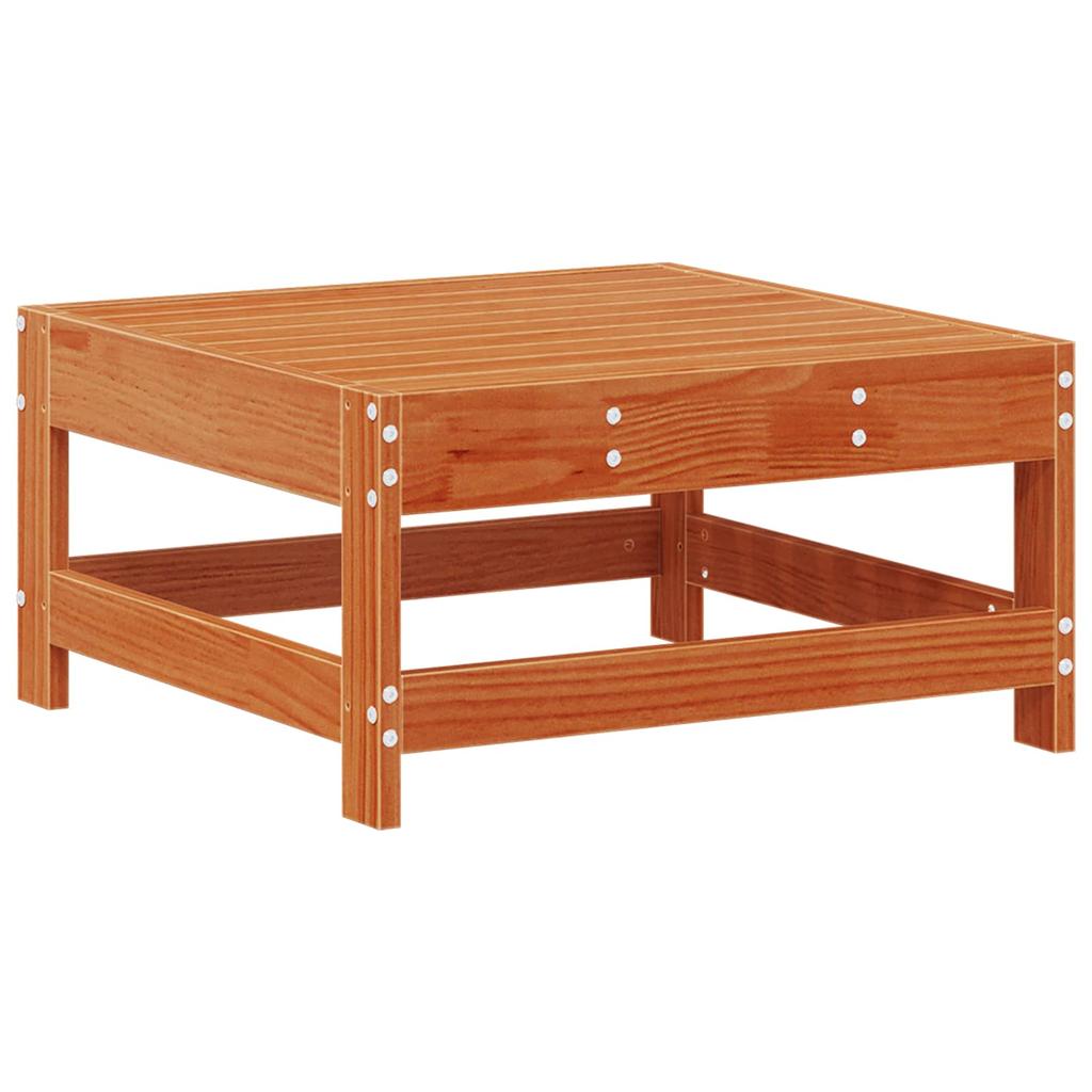 Outdoor Footrest with Cushion Solid Pine Wood Wax Brown