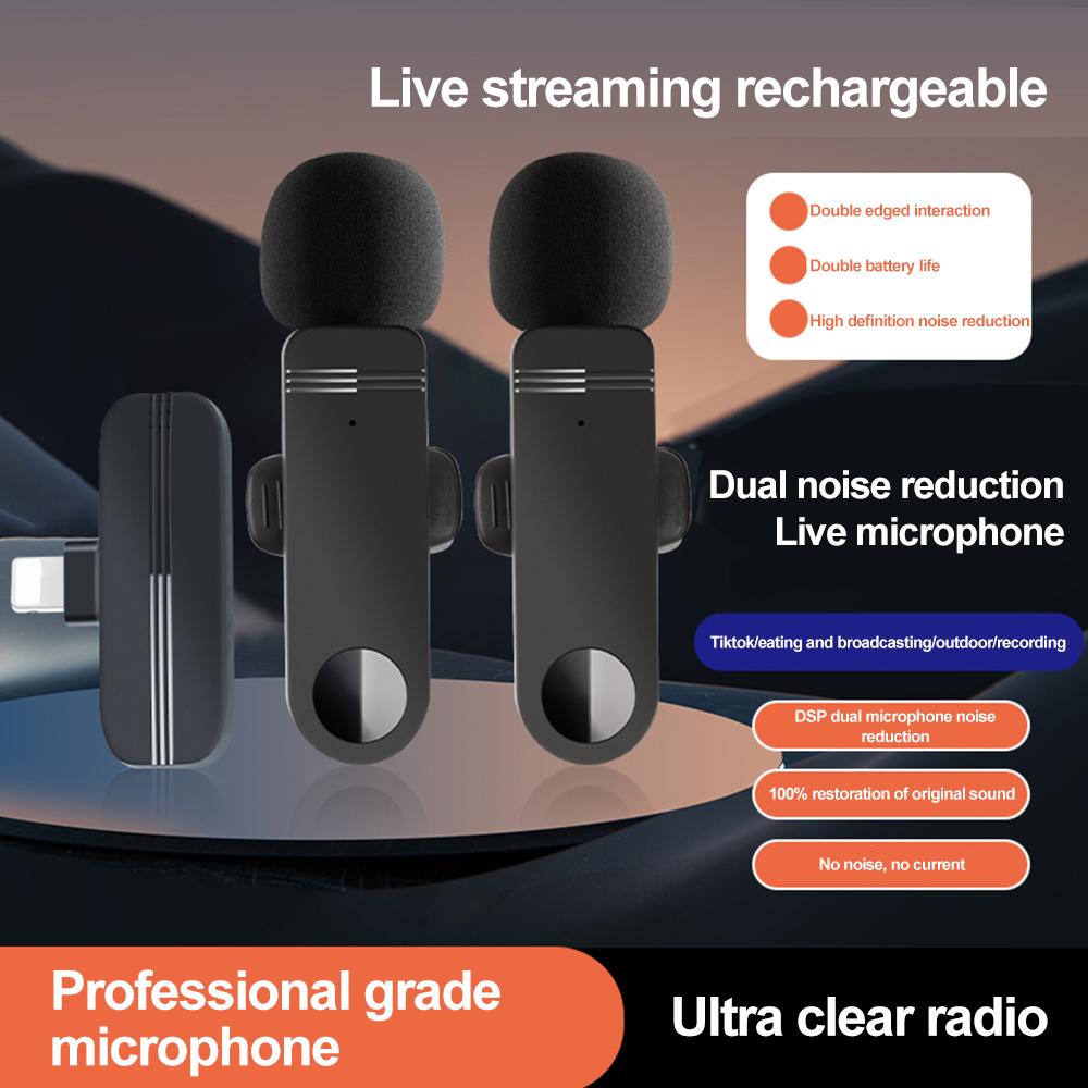 Wireless Lavalier Microphone Audio Video Recording Mini Mic For iPhone Android Laptop Live Gaming Mobile Phone Microphone