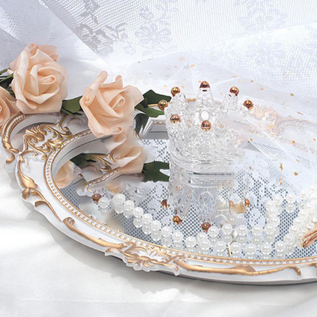 Nordic Retro Mirror Plate Декоративный поднос для свадебных украшений для дома Десертный зеркальный поднос Парфюмерия Туалетный столик Органайзеры для ванной комнаты