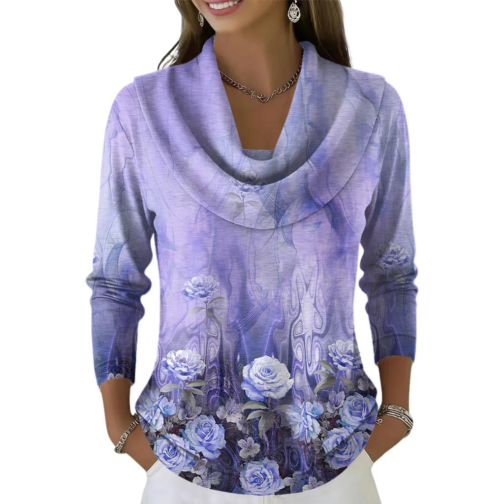 Женский повседневный и модный свитер с круглым вырезом, длинными рукавами и принтом