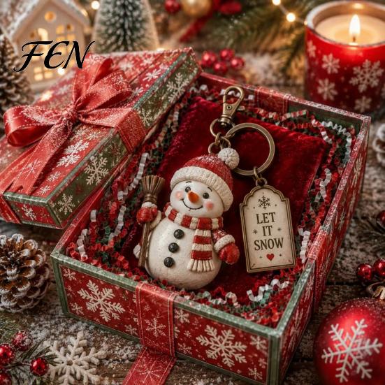 Decorative Keychain Charm Christmas Santa Claus Keychain, Cartoon Snowman Reindeer Elf Highland Cow Gingerbread Man Ornament Keyring, Xmas Character