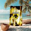 proof beach towel with AEK FC LOGO pattern - soft,absorbent,quick-drying,machine washable - perfect for swimming,camping,bathing