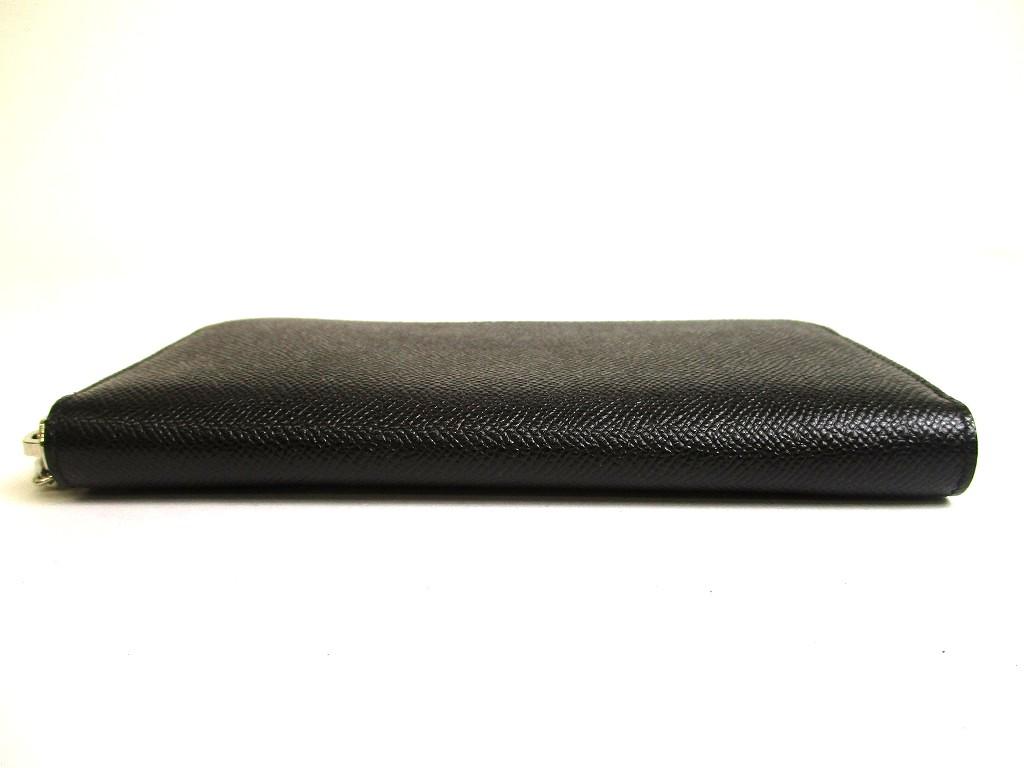 Authentic BVLGARI BVLGARIBVLGARI Black Leather Round Zip Long Wallet #a970  Pre-owned