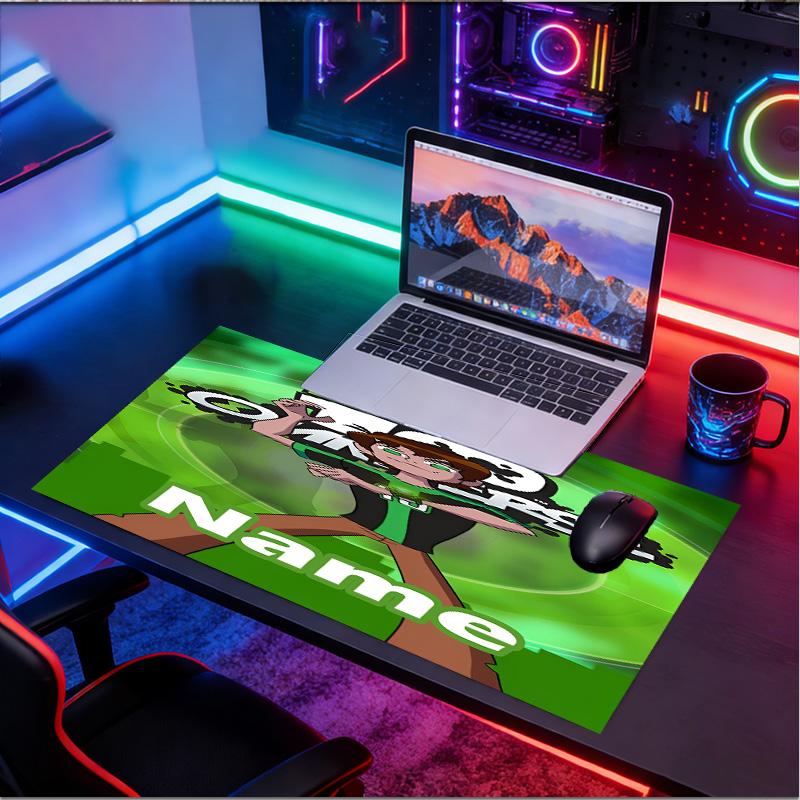 Custom Name Personalized Ben 10 Cartoon Pattern Mousepad, Laptop PC Desk Mat, Decorative Desk Mat for Home Keyboard Pad Gift