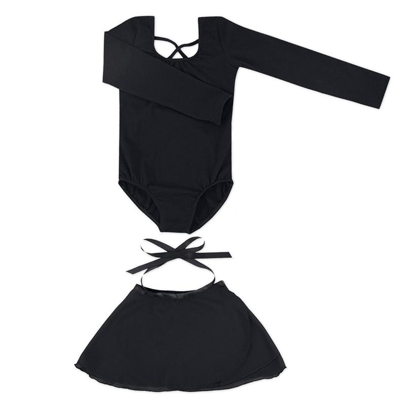 Детские танцевальные костюмы, балетное боди и юбка для девочек, комплект из двух предметов