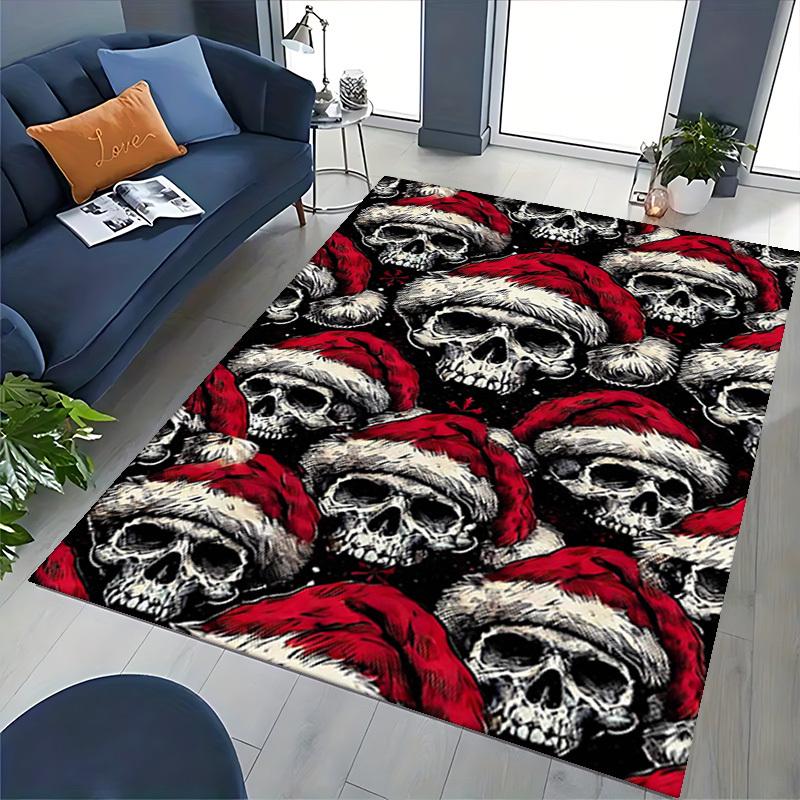 Christmas Santa Skull Chair Mat - Anime Cartoon Design, Non-Slip Carpet for Office, Home Decor, Living Room, Bedroom, Gaming Room & Dormitory.R036