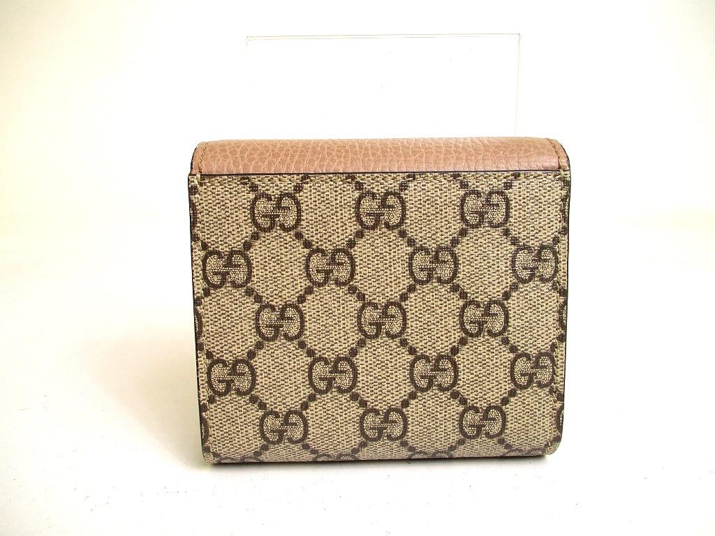 Authentic GUCCI Double G Dusty Pink Leather Bifold Wallet Compact Wallet #a188 Refurbished