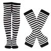Winter Socks Gloves Set Striped Keep Warm Regular Fit Solid Color High Socks Arm Sleeves Set for Daily Wear
