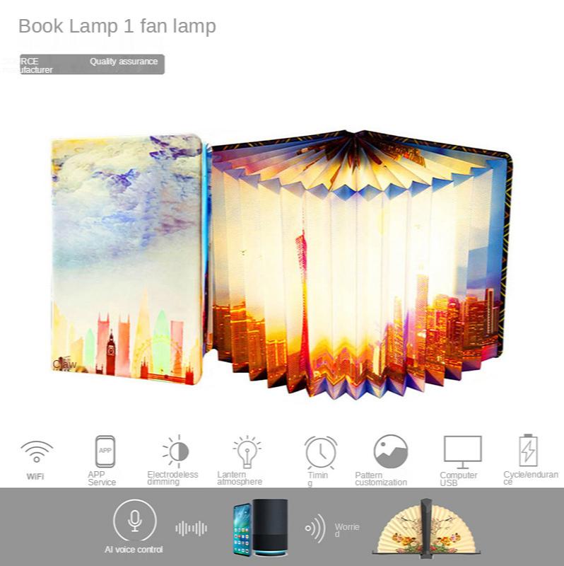 Умная лампа для чтения, новинка, креативный голосовой WiFi-пульт дистанционного управления, подарочный экран, веерообразный настольный декор, маленькая ночная настольная лампа для чтения