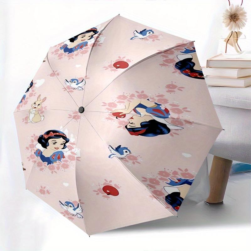 Snow White,Apple,Bird Fashion Umbrella, Automatic Opening and Closing Cartoon Design, Iron Ribs and Handle, 8 Ribs, Suitable for All Occasio