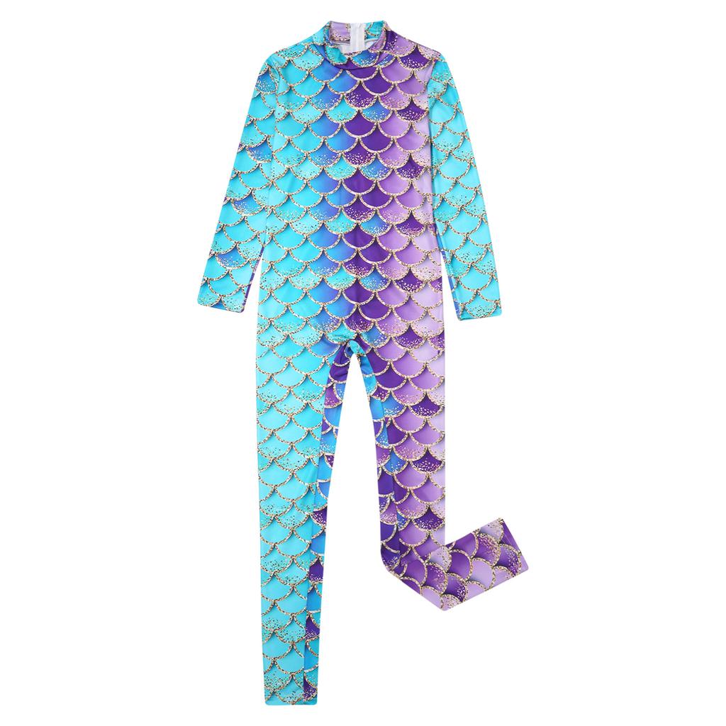 Гимнастический купальник для девочек, комбинезон русалки с длинными рукавами, боди, комбинезоны для акробатики, танцевальные балетные велосипедки