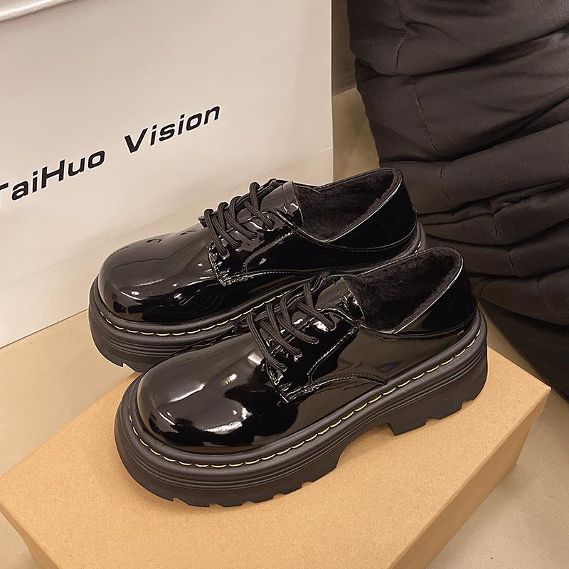 British Style Small Leather Shoes Women's Spring and Autumn 2025 New Heightened Platform Lace-up Jk Versatile Retro Mary Jane Shoes