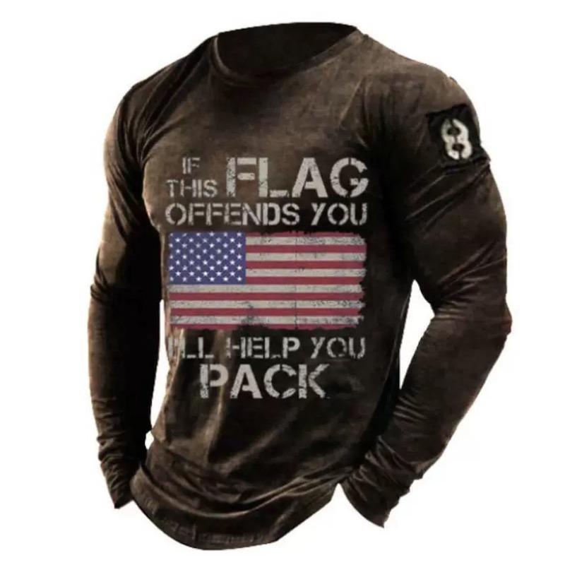 Весенне-осенний топ с круглым вырезом и 3D-принтом, модные повседневные винтажные мужские футболки с длинным рукавом