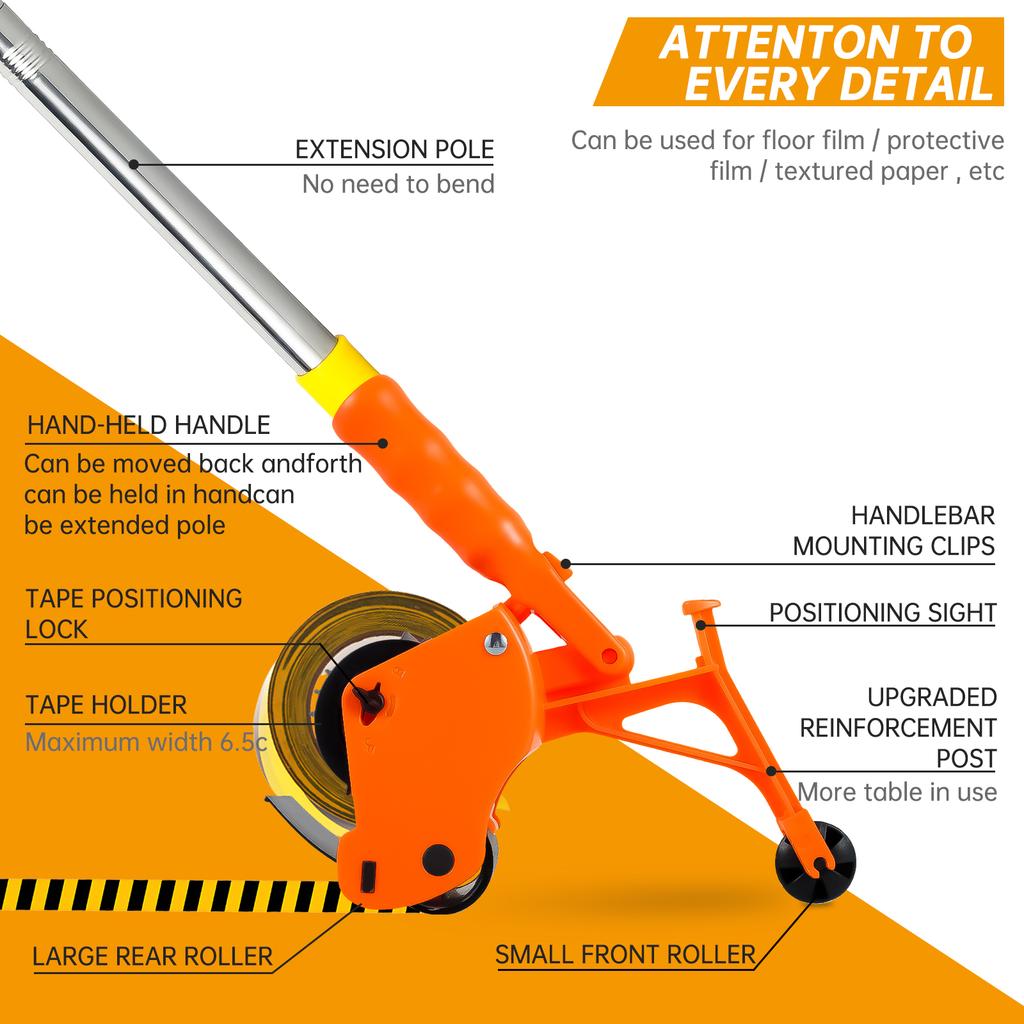 Напольный аппликатор ленты Ручной толкатель Ленточный разметочный инструмент Многоразовая лента Склеивающая Разметочная машина для разметки проезжей части, прохода