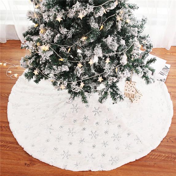 Home Christmas Tree Skirt Foot Carpet Snowflak Decoration Festival Party Cover Tree Skirt Round