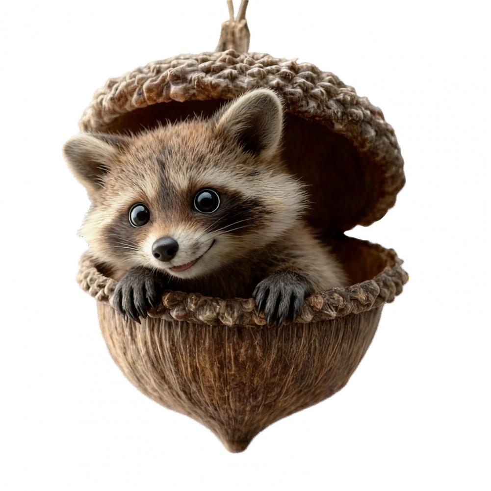 2D Acrylic Forest Animal Acorn Ornaments Pine Cone Animal Christmas Tree Pendant Cozy Forest Christmas Ornament for Home Decor