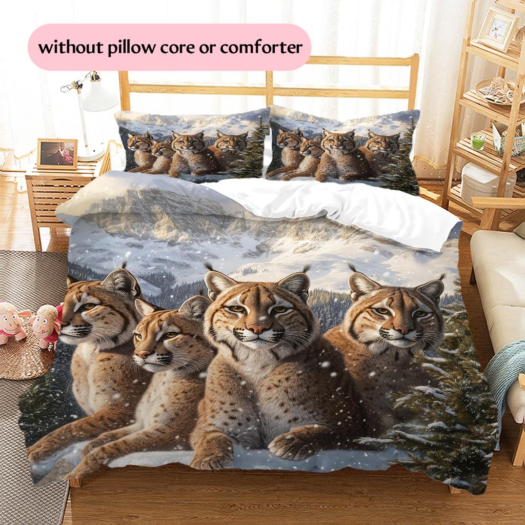 Cougar Pattern Bedding Home Decoration Birthday Gift (1 * duvet cover + 2 * pillowcase, without core)