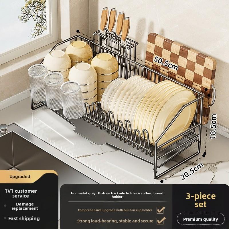 Kitchen Bowl Draining Ra Multi-Functional Countertop Sle Storage elf Utensils Di Plate Diwaer Organizer