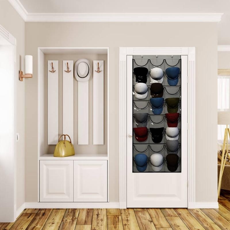 24 Pockets Hat Rack For Baseball Hat Organizer Hanging Hat Storage Holder For Closet Wall