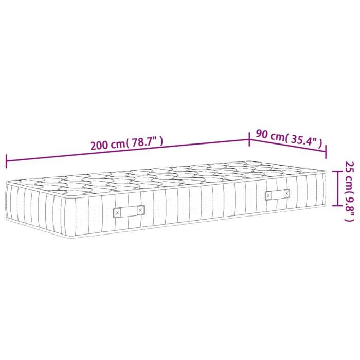 VidaXL Matelas à ressorts ensachés dureté moyenne 90x200 cm 372827