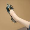Shoes for Women New Slip On Women's Flats Autumn Pointed Toe Mixed Colors Houndstooth Butterfly-knot Shallow Mouth Shoes