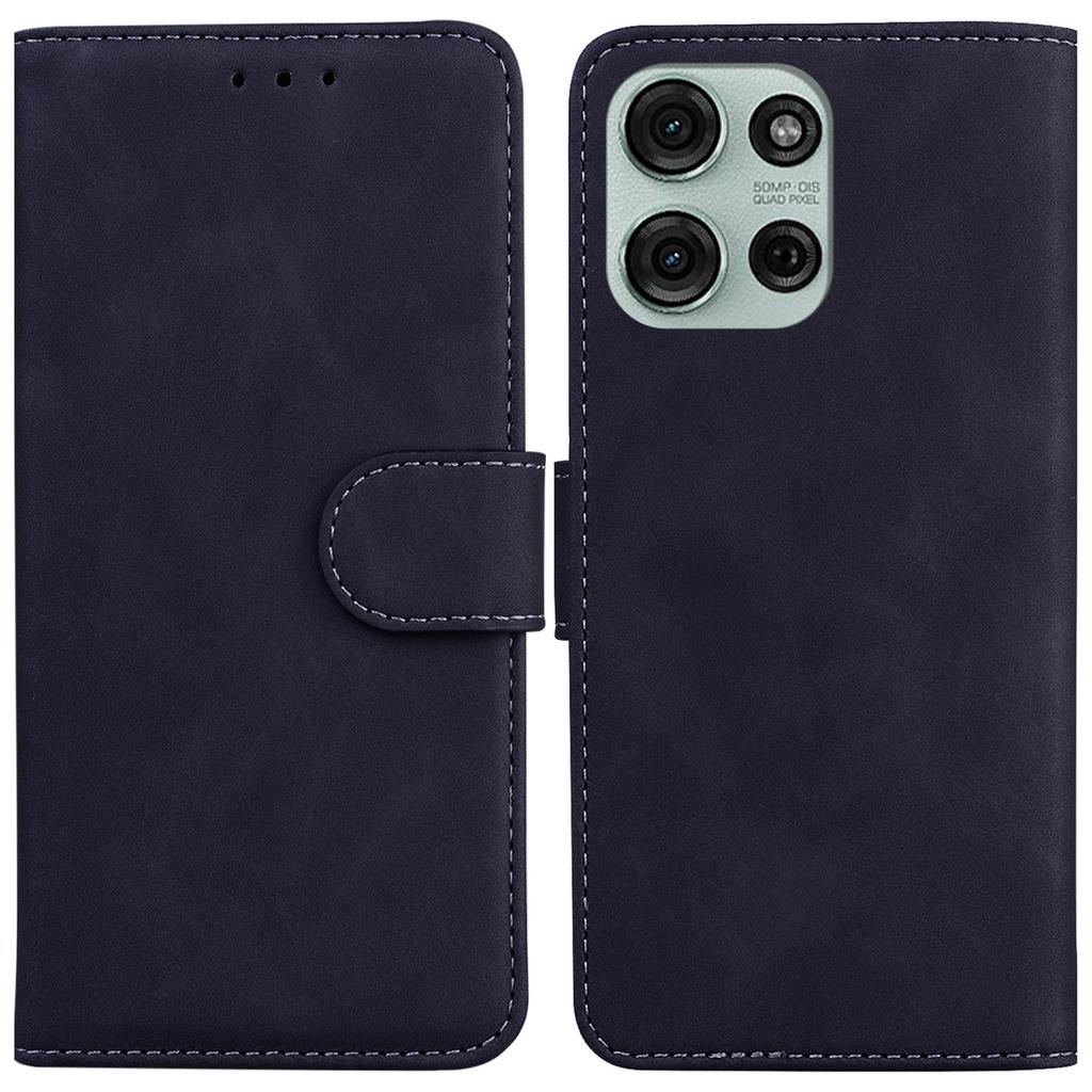 For Motorola Moto G75 5G Case Solid Color Leather Wallet Phone Cover