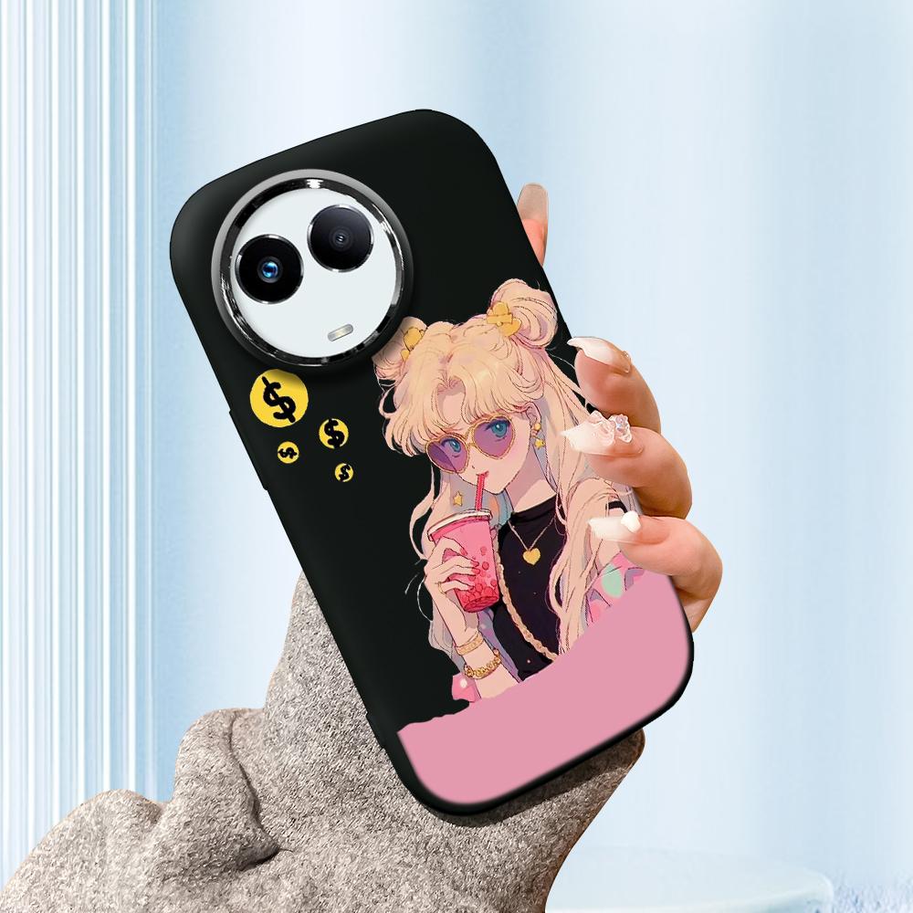 Сплошной цвет с серебряным краем линзы, жирный корпус, мягкий ТПУ, жидкий силиконовый чехол, противоударный чехол для телефона для OPPO Reno Realme OnePlus