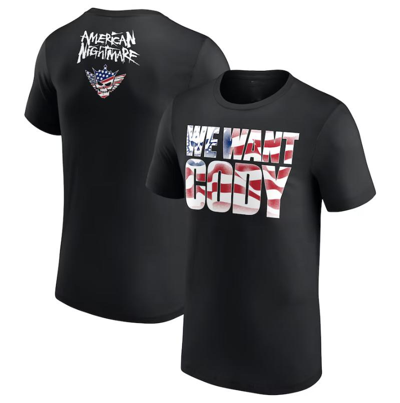 Черная футболка с принтом Cody Rhodes We Want Cody для унисекс