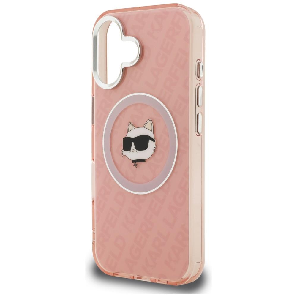 Karl Lagerfeld IML Choupette Head Logo MagSafe Case for iPhone 16 Pink