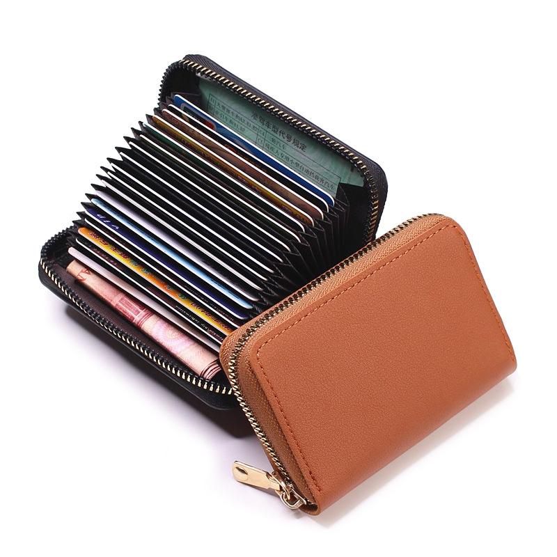 Business Card Holder Wallet Women/men Gray Bank/ID/Credit Card Holder 20 Bits Card Wallet PU Leather Protects Case Coin Purse