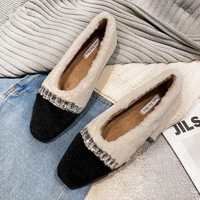 Модные туфли на плоской подошве со стразами и бусинами из меха, женские разноцветные уютные зимние мокасины женские мокасины на плоской подошве с кристаллами и мехом, большой размер 42