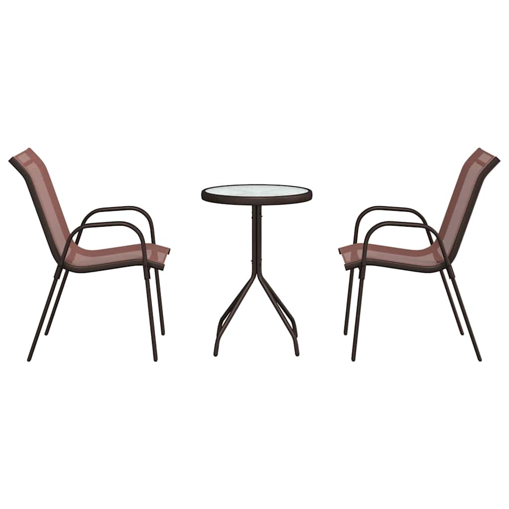 Garden Bistro Set 3 pcs Brown Steel