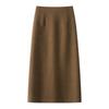 Red Wool Midi Skirt: Women's High Waist Slimming A-line for Autumn/Winter 2024