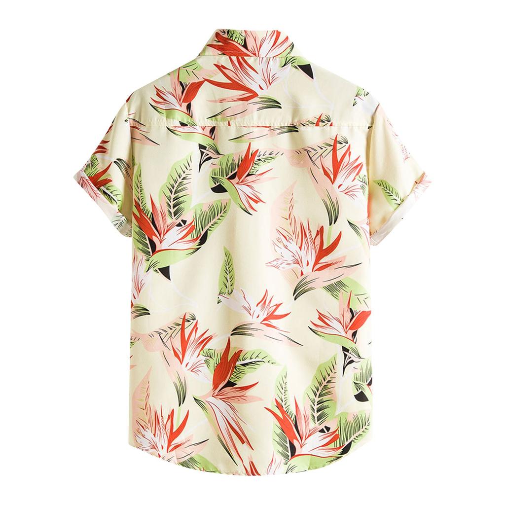 Весенне-летняя мужская пляжная рубашка Гавайская рубашка с короткими рукавами и цветочным узором