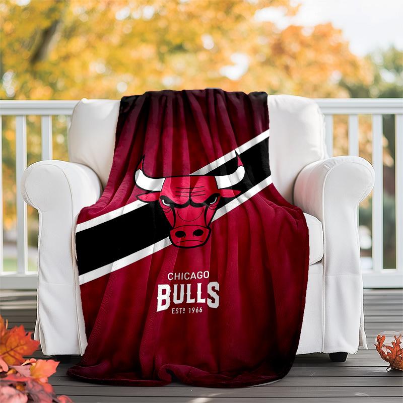 1pc Chicago Bulls Theme Blanket - Digital Print, Polyester, Cozy for All Seasons, Perfect for Outdoor, and Travel