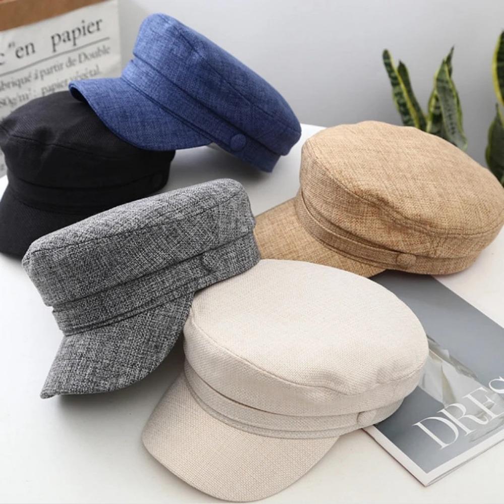 Breathable Sailor Hats Adjustable Flat Top Captain Cap Fashion Women Beret Caps Spring Autumn