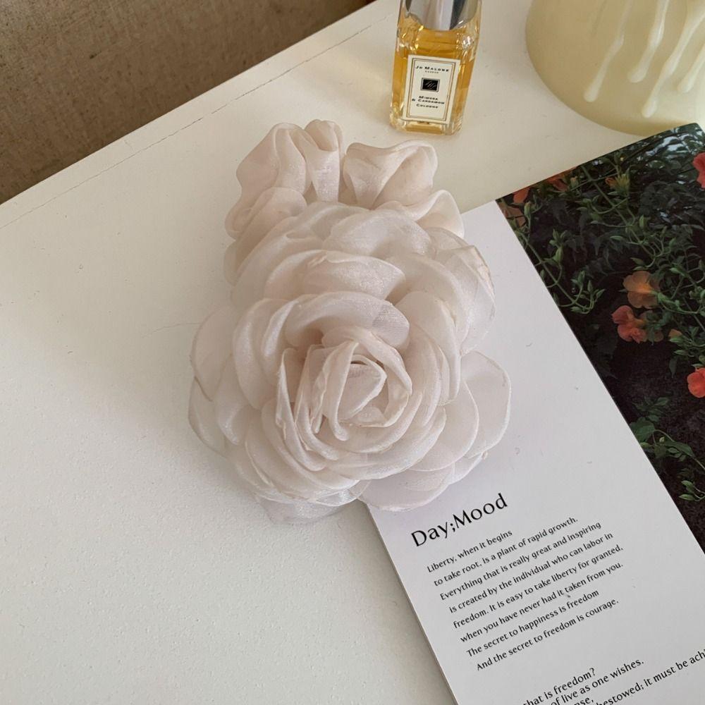 Резинка для волос Роза Веревка для волос Цветок камелии Эластичная резинка для волос Креативная сетчатая резинка для волос с цветком Женская