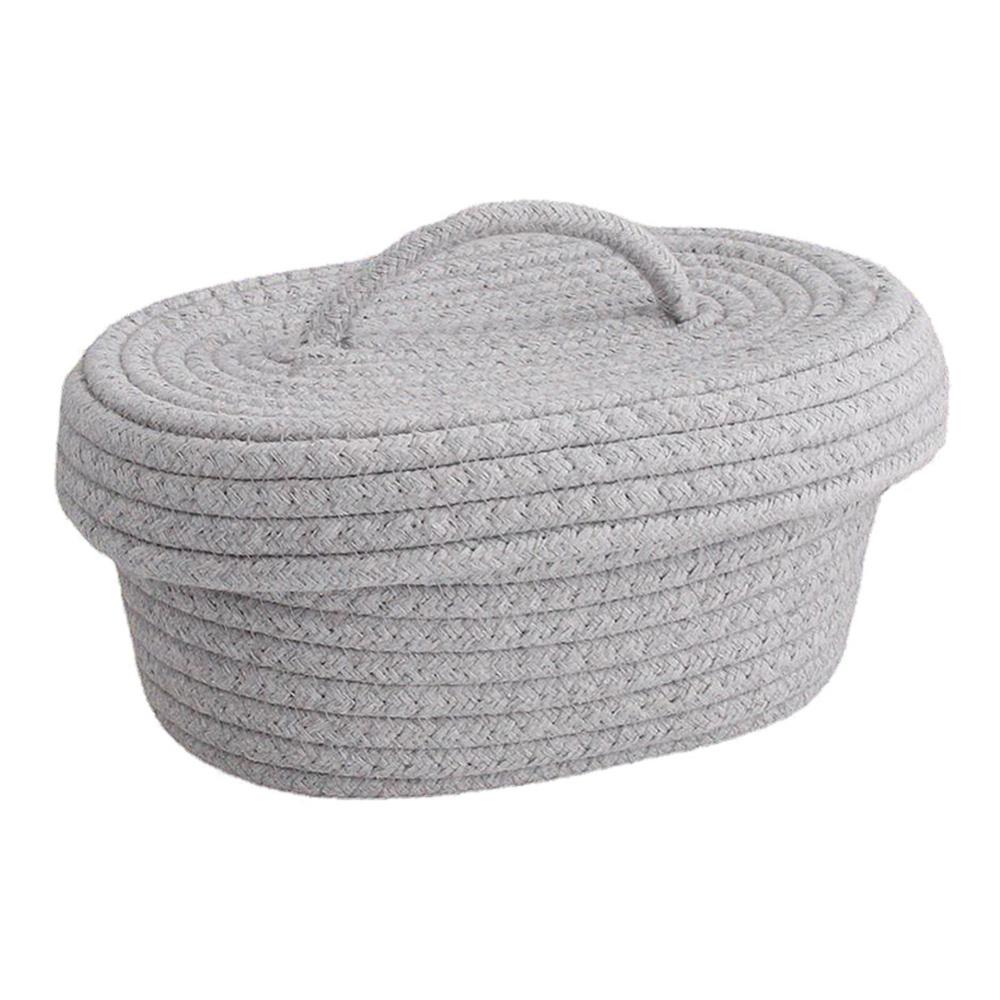 Декоративная плетеная веревочная корзина, корзина для хранения всякой всячины с ручками на крышке, органайзер для косметики, домашний комод, настольный ящик для хранения